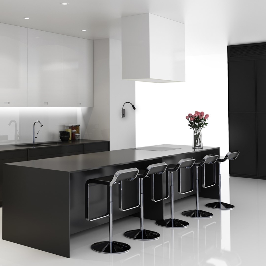 LED lokana sienas lampa BASE LED/8W+LED/2W/230V melna/sudraba