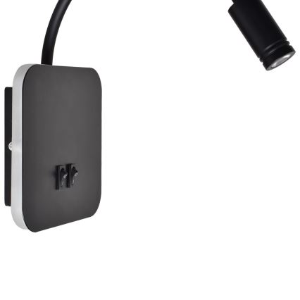 LED lokana sienas lampa BASE LED/8W+LED/2W/230V melna/sudraba