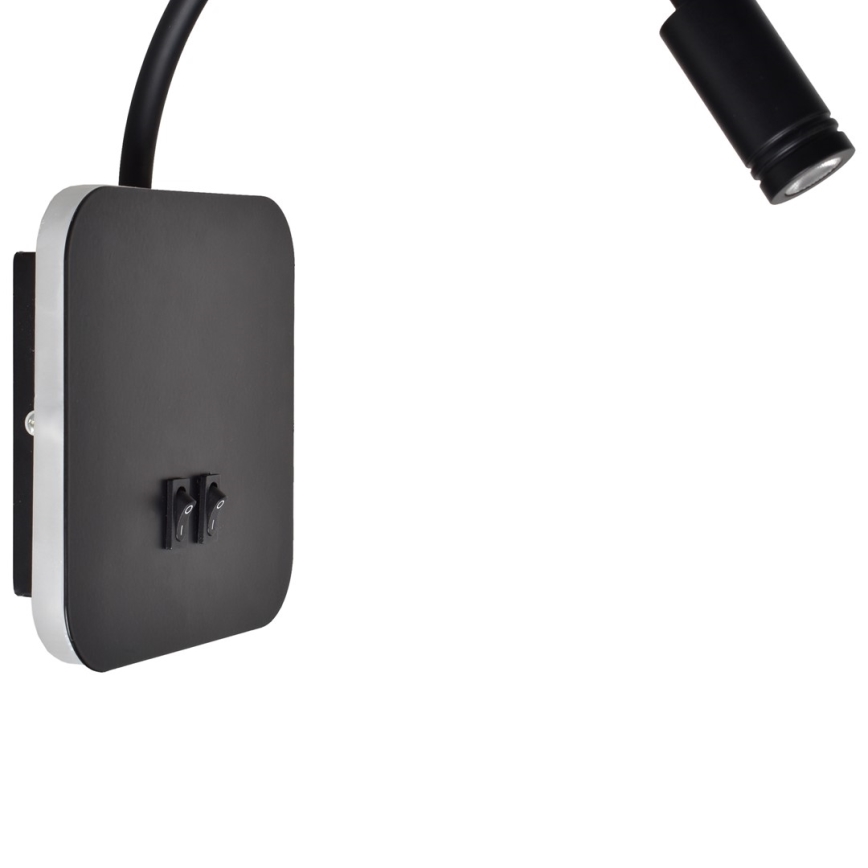 LED lokana sienas lampa BASE LED/8W+LED/2W/230V melna/sudraba