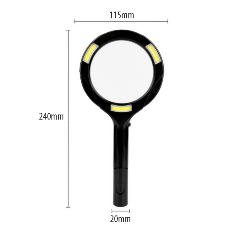 LED lupa 3× palielinājums ar LED apgaismojumu/3W/2xAA IP22