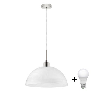 LED Lustra ar auklu 1xE27/60W/230V balta