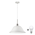 LED Lustra ar auklu 1xE27/60W/230V balta