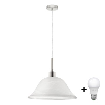 LED Lustra ar auklu 1xE27/60W/230V balta