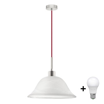 LED Lustra ar auklu 1xE27/60W/230V balta