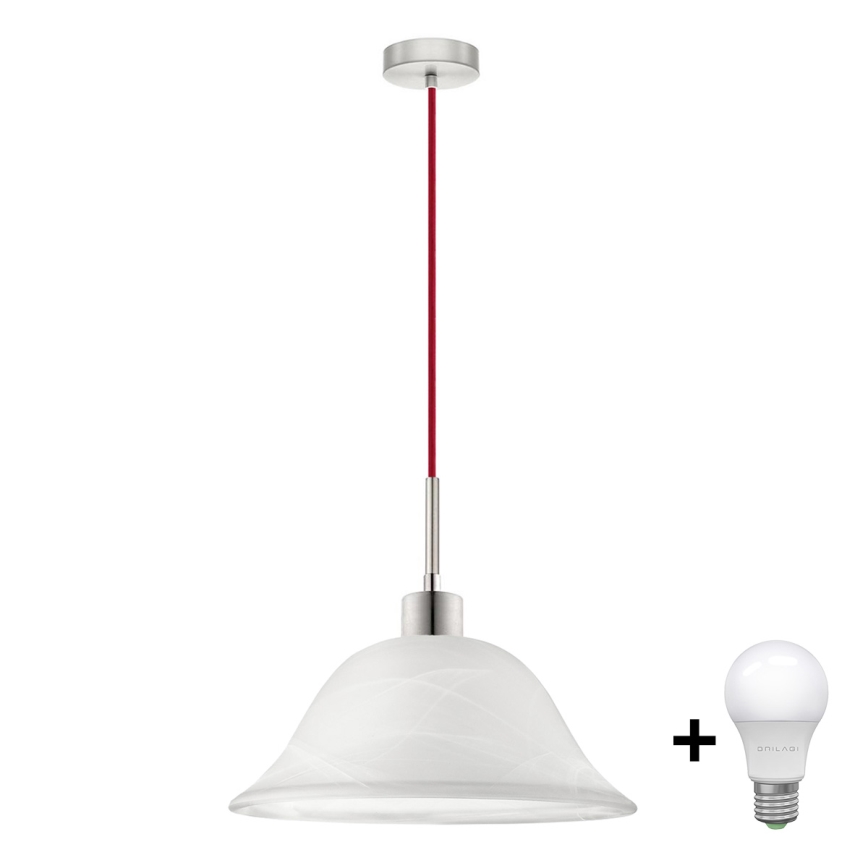 LED Lustra ar auklu 1xE27/60W/230V balta