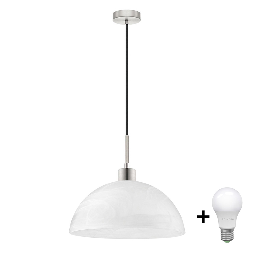 LED Lustra ar auklu 1xE27/60W/230V balta