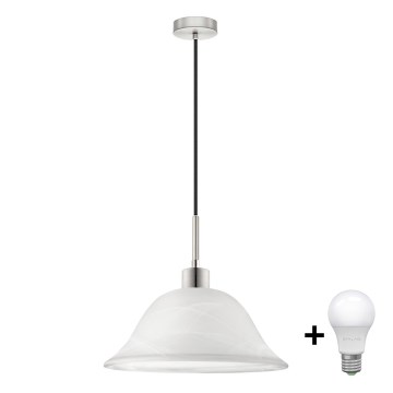 LED Lustra ar auklu 1xE27/60W/230V balta