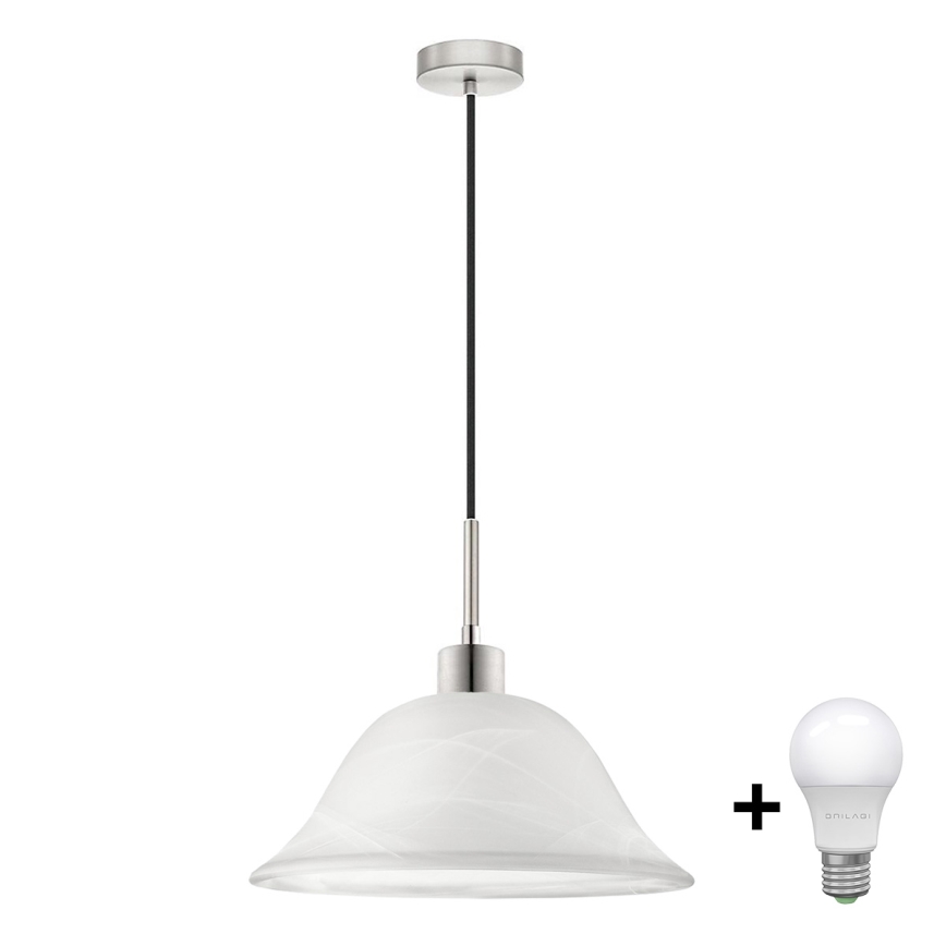 LED Lustra ar auklu 1xE27/60W/230V balta