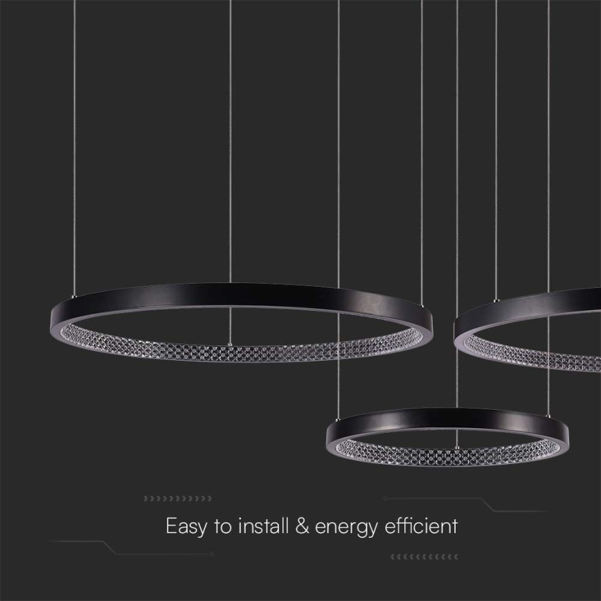 LED Lustra ar auklu 3xLED/19W/230V 4000K melna
