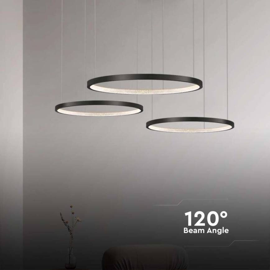 LED Lustra ar auklu 3xLED/19W/230V 4000K melna