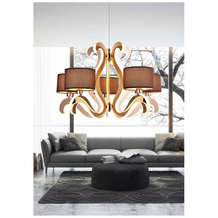 LED Lustra ar auklu AMBROSIA 5xE14/40W/230V + LED/43W vara