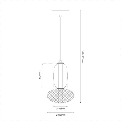 LED Lustra ar auklu ARAME LED/15W/230V d. 22 cm melna