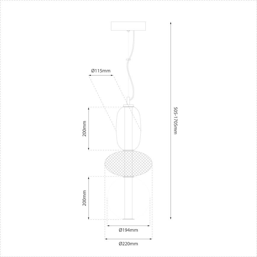 LED Lustra ar auklu ARAME LED/23W/230V d. 22 cm melna