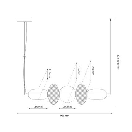 LED Lustra ar auklu ARAME LED/32W/230V melna