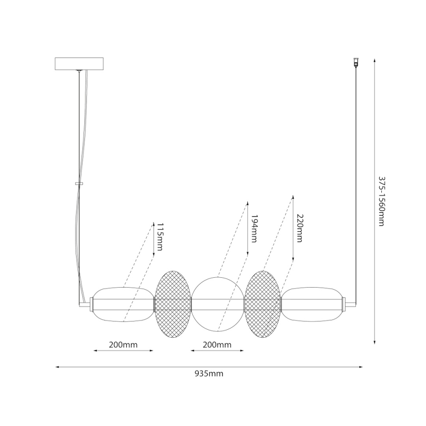 LED Lustra ar auklu ARAME LED/32W/230V melna