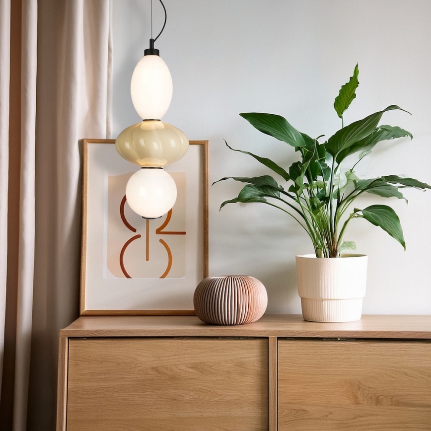 LED Lustra ar auklu ASCOLI LED/18W/230V d. 20 cm bēša