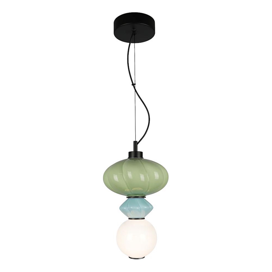 LED Lustra ar auklu ASCOLI LED/8W/230V d. 20 cm zaļa/zila