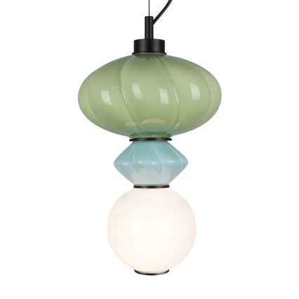 LED Lustra ar auklu ASCOLI LED/8W/230V d. 20 cm zaļa/zila