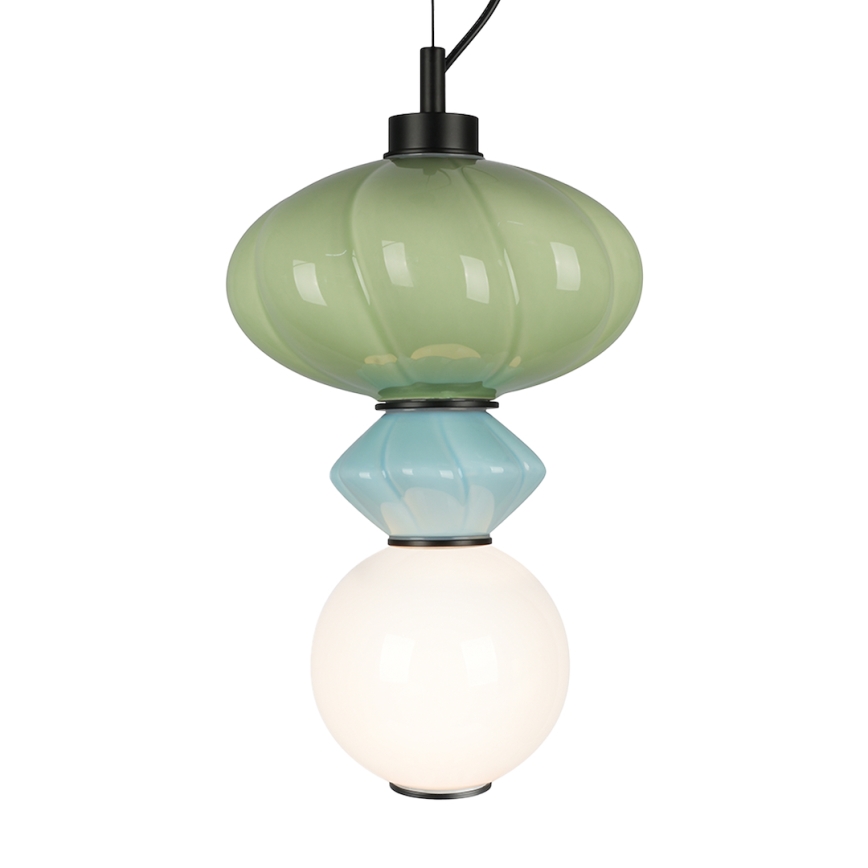 LED Lustra ar auklu ASCOLI LED/8W/230V d. 20 cm zaļa/zila
