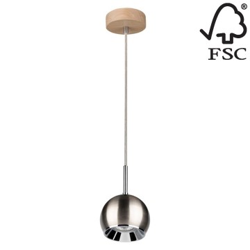 LED Lustra ar auklu BALL WOOD 1xGU10/5W/230V matēts ozolkoks - FSC sertifikāts