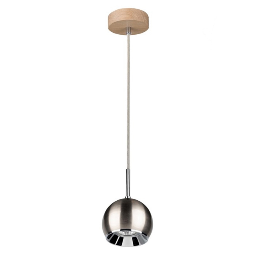 LED Lustra ar auklu BALL WOOD 1xGU10/5W/230V matēts ozolkoks - FSC sertifikāts