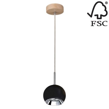 LED Lustra ar auklu BALL WOOD 1xGU10/5W/230V matēts ozols - FSC sertifikāts