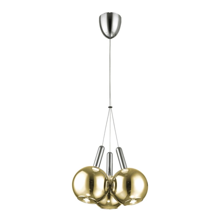 LED Lustra ar auklu BALLS 3xLED/5W230V zelta/matēts hroms