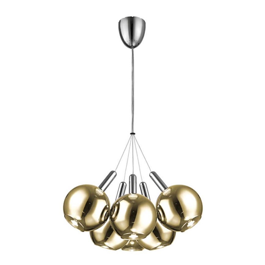 LED Lustra ar auklu BALLS 6xLED/5W230V zelta/matēts hroms