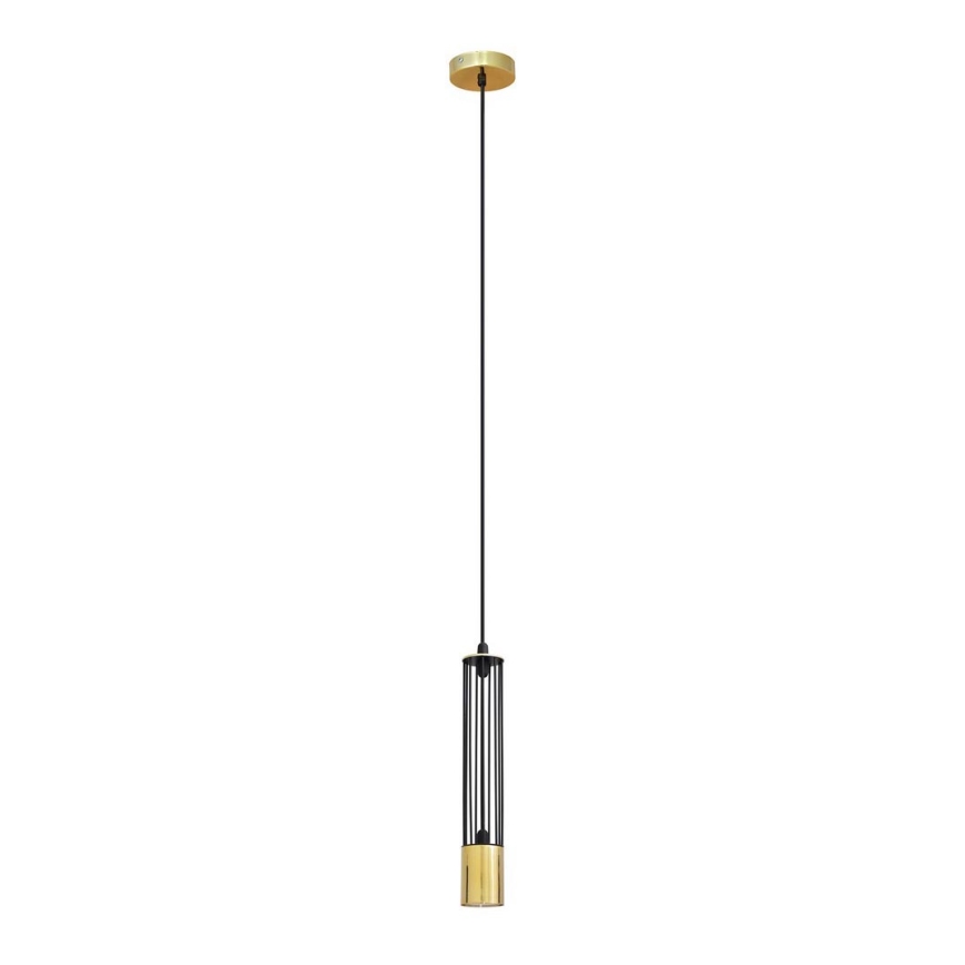 LED Lustra ar auklu BARS 1xGU10/4,8W/230V melna/zeltaina