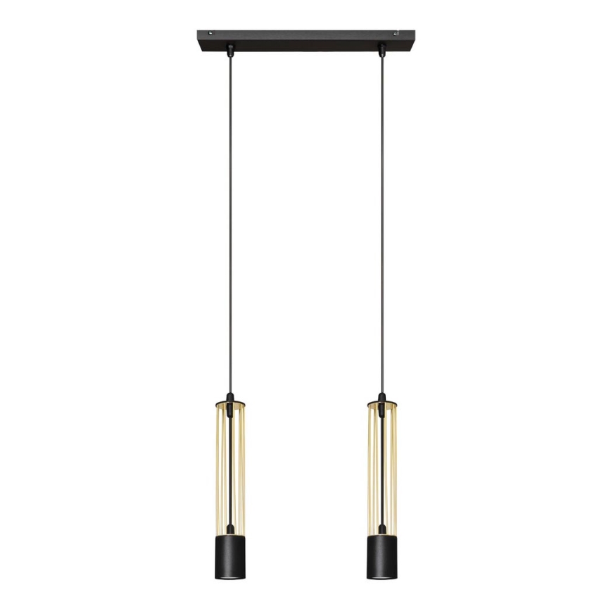 LED Lustra ar auklu BARS 2xGU10/4,8W/230V melna/zetaina