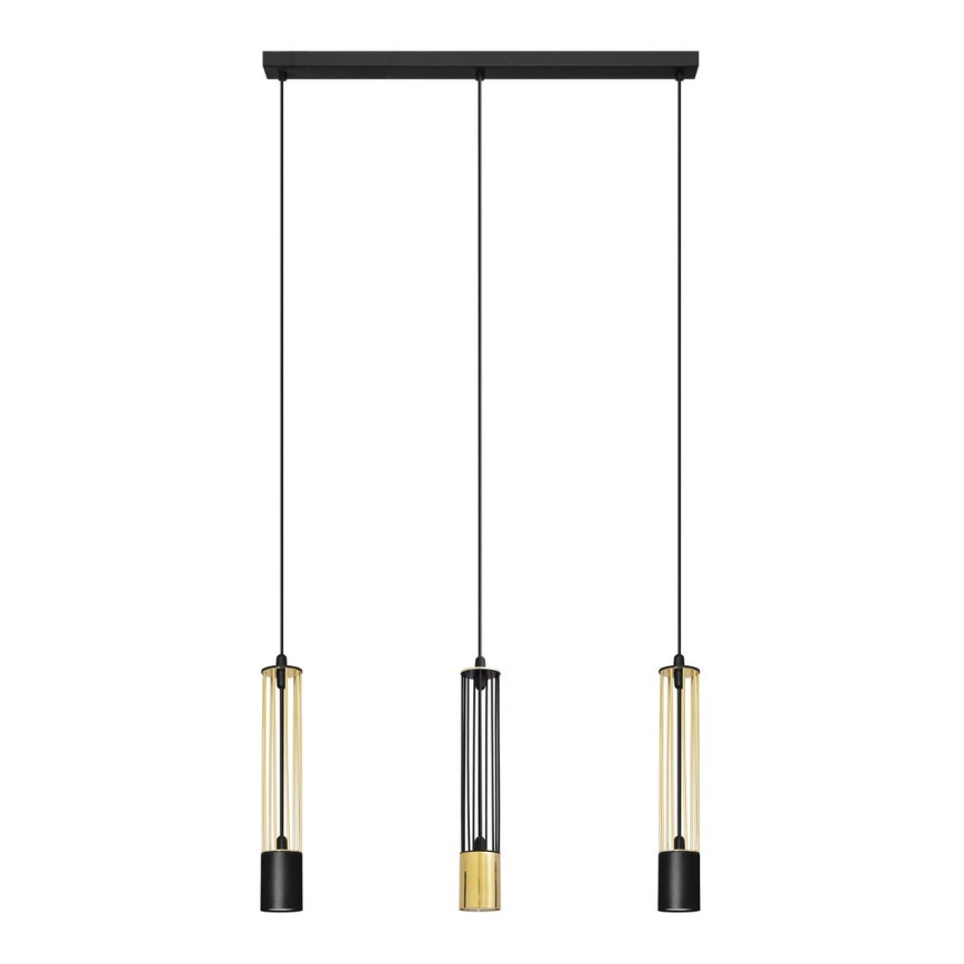 LED Lustra ar auklu BARS 3xGU10/4,8W/230V melna/zelta