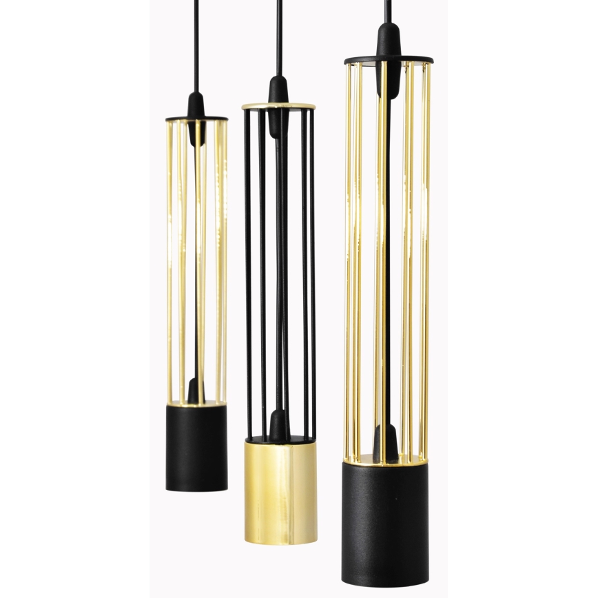 LED Lustra ar auklu BARS 3xGU10/4,8W/230V melna/zelta