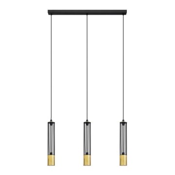LED Lustra ar auklu BARS 3xGU10/4,8W/230V melna/zeltaina
