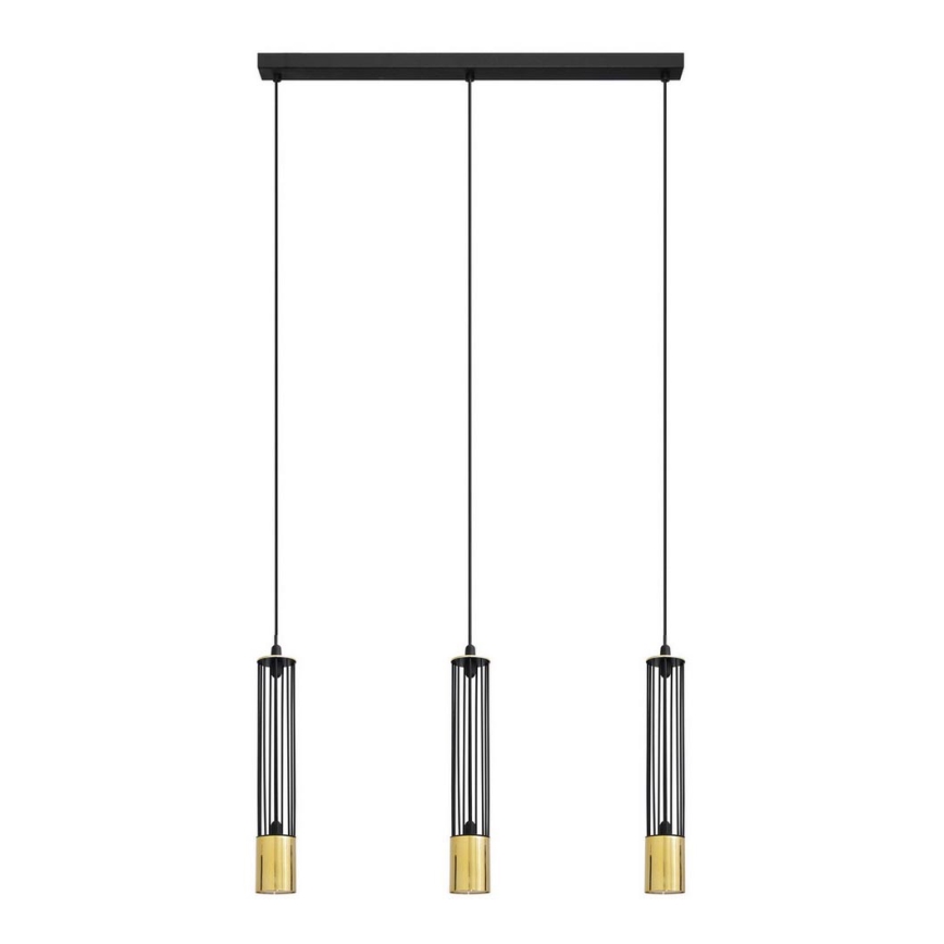 LED Lustra ar auklu BARS 3xGU10/4,8W/230V melna/zeltaina