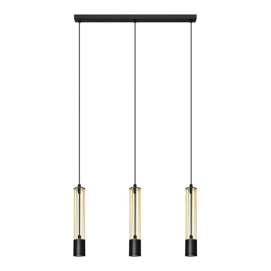 LED Lustra ar auklu BARS 3xGU10/4,8W/230V zelta/melna