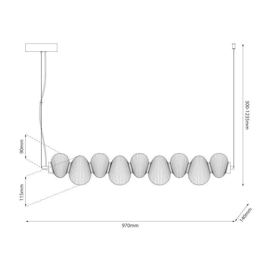 LED Lustra ar auklu BOLLA LED/32W/230V spīdīgi hromēts/dūmakains
