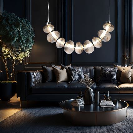 LED Lustra ar auklu BOLLA LED/36W/230V spīdīgi hromēts/dūmakains