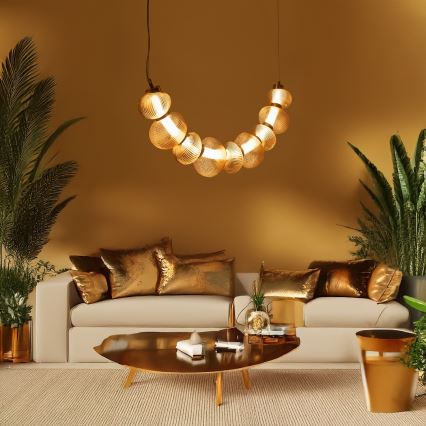 LED Lustra ar auklu BOLLA LED/36W/230V zelta/dūmakains