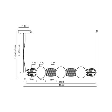 LED Lustra ar auklu CARO LED/42W/230V spīdīgi hromēts