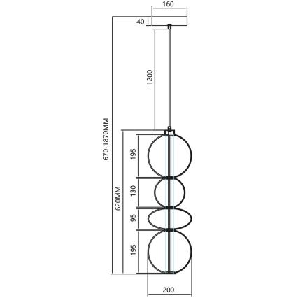 LED Lustra ar auklu DAPHNE LED/36W/230V pelēka