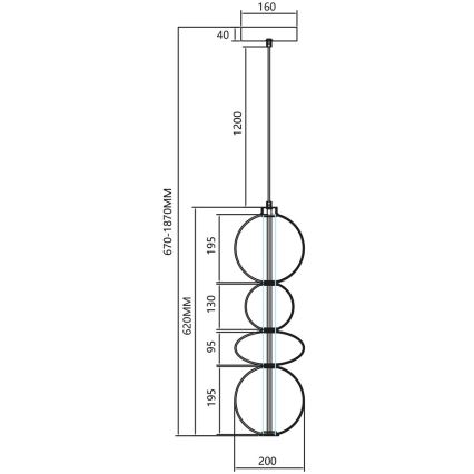 LED Lustra ar auklu DAPHNE LED/36W/230V zelta