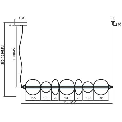 LED Lustra ar auklu DAPHNE LED/40W/230V zelta