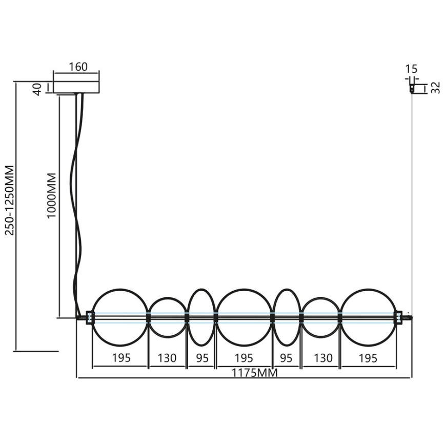 LED Lustra ar auklu DAPHNE LED/40W/230V zelta