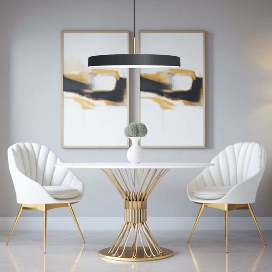 LED Lustra ar auklu DISC LED/38W/230V melna