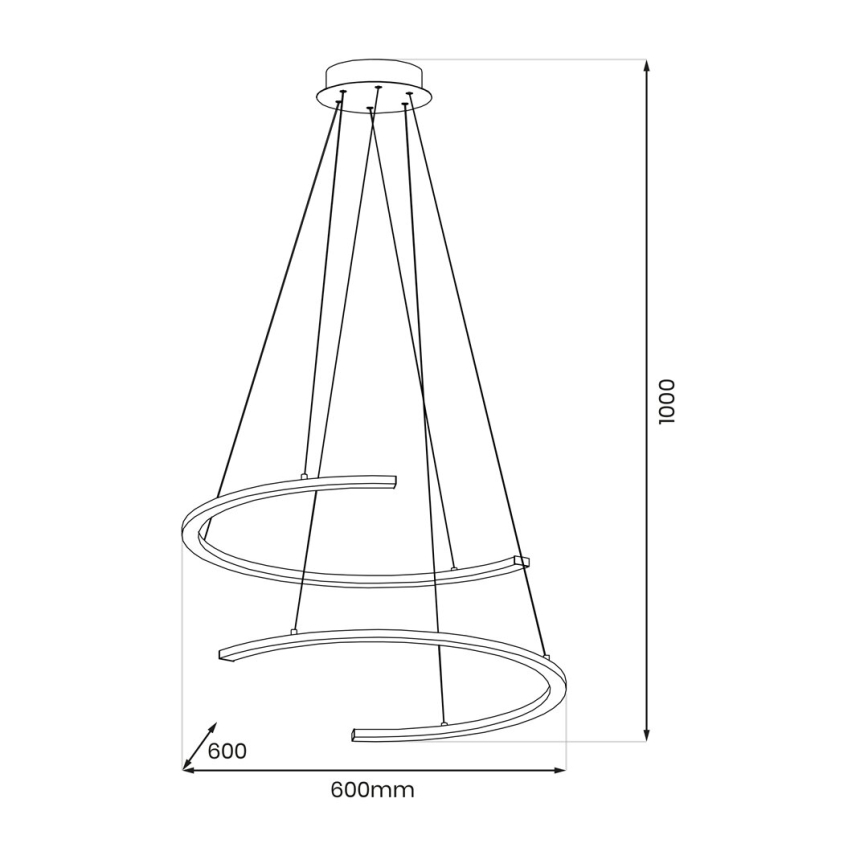 LED Lustra ar auklu DOUBLEMOON LED/30W/230V melna