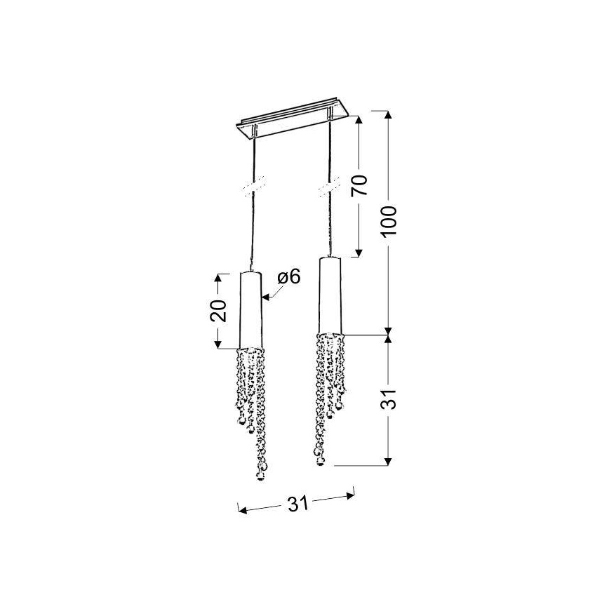 LED lustra ar auklu DUERO 2xLED/3W/230V