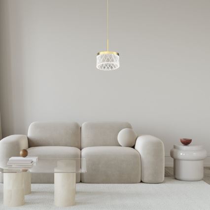 LED Lustra ar auklu ELEGANCE LED/9W/230V d. 15 cm zelta