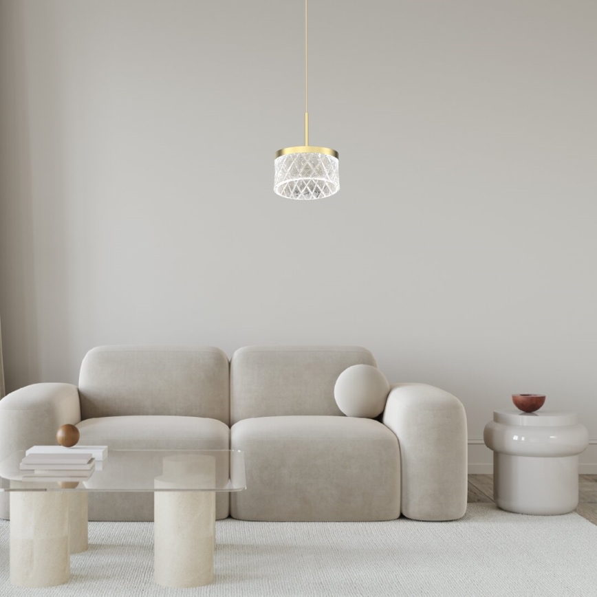 LED Lustra ar auklu ELEGANCE LED/9W/230V d. 15 cm zelta