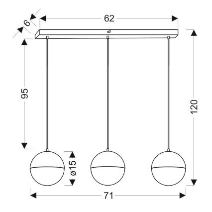 LED Lustra ar auklu FURNI 3xLED/5W/230V melna