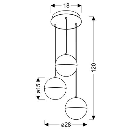 LED Lustra ar auklu FURNI 3xLED/5W/230V zelta